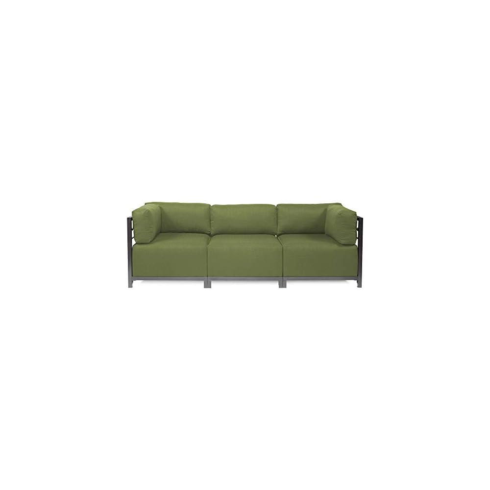 Howard Elliott Collection Axis Corner Chair with Cover, Cushioned Armrest Chair with Titanium Frame for Indoor or Outdoor Living Room or Office, 32.5 x 32.5 x 30 Inches, Seascape Moss