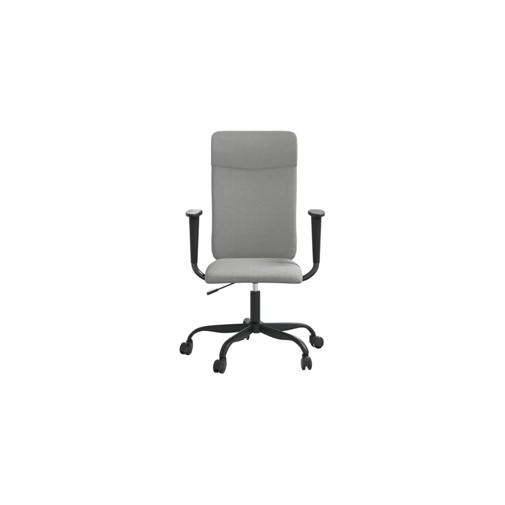 Tidyard Office Chair, Height Adjustable Swivel Chair with Light Grey Fabric Seat, Plywood and Metal Base, for Home Office and Workspace