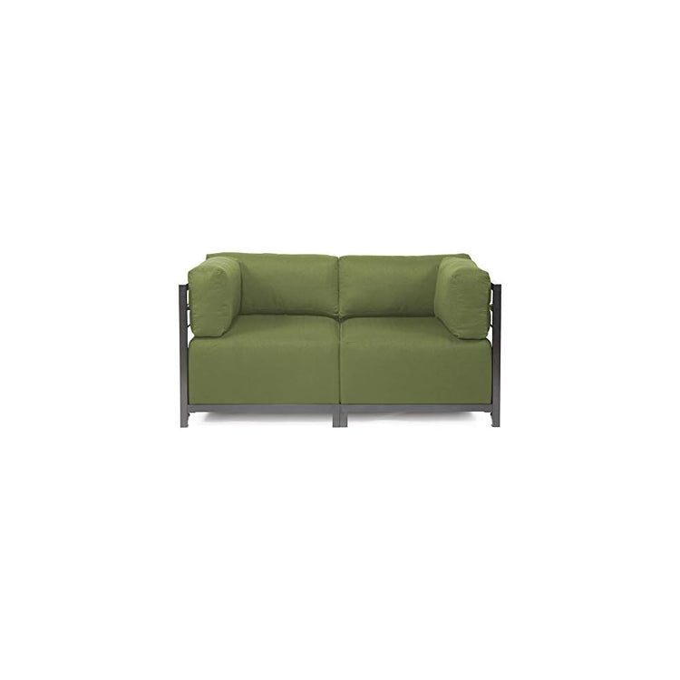 Howard Elliott Collection Axis Corner Chair with Cover, Cushioned Armrest Chair with Titanium Frame for Indoor or Outdoor Living Room or Office, 32.5 x 32.5 x 30 Inches, Seascape Moss