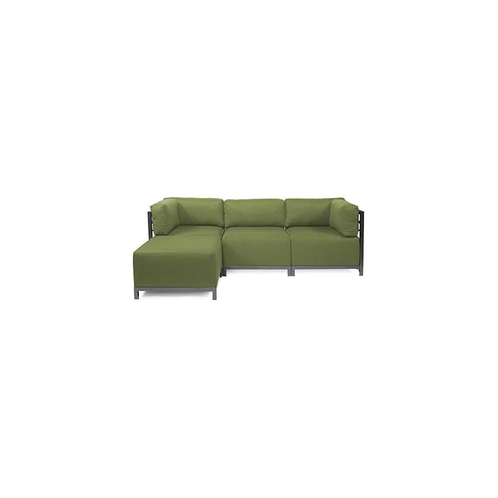 Howard Elliott Collection Axis Corner Chair with Cover, Cushioned Armrest Chair with Titanium Frame for Indoor or Outdoor Living Room or Office, 32.5 x 32.5 x 30 Inches, Seascape Moss