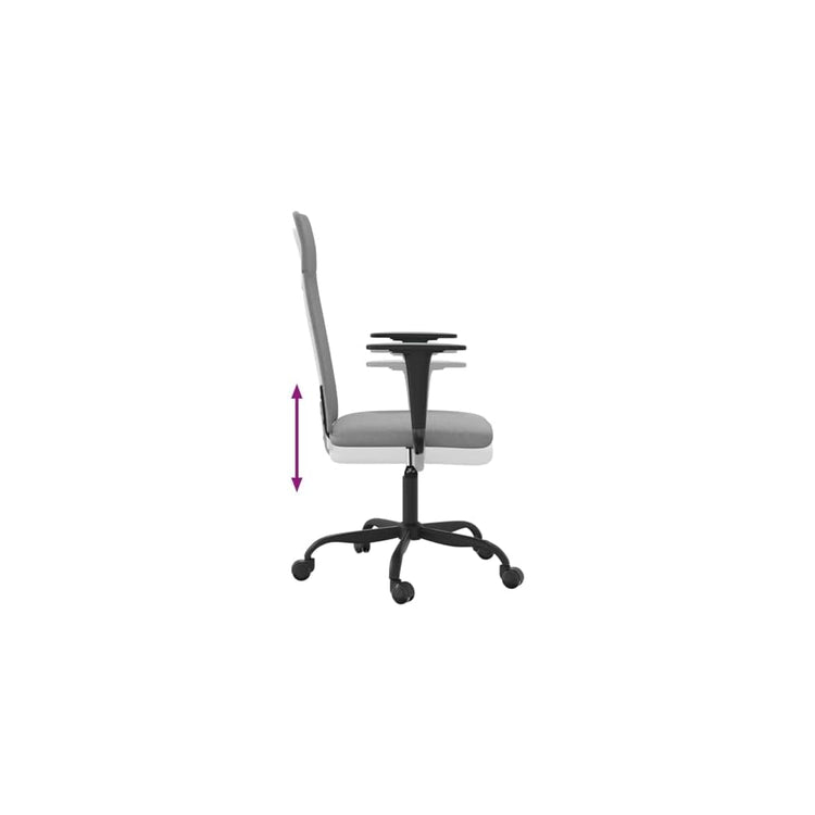 Tidyard Office Chair, Height Adjustable Swivel Chair with Light Grey Fabric Seat, Plywood and Metal Base, for Home Office and Workspace