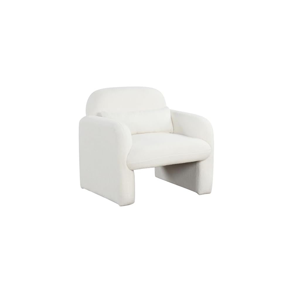 GIANTEX Modern Accent Chair for Living Room, Sherpa Fabric Upholstered Armchair w/Waist Pillow, Comfy Reading Chair w/Armrests, Small Single Sofa for Bedroom, Reception, Apartment, Office, White