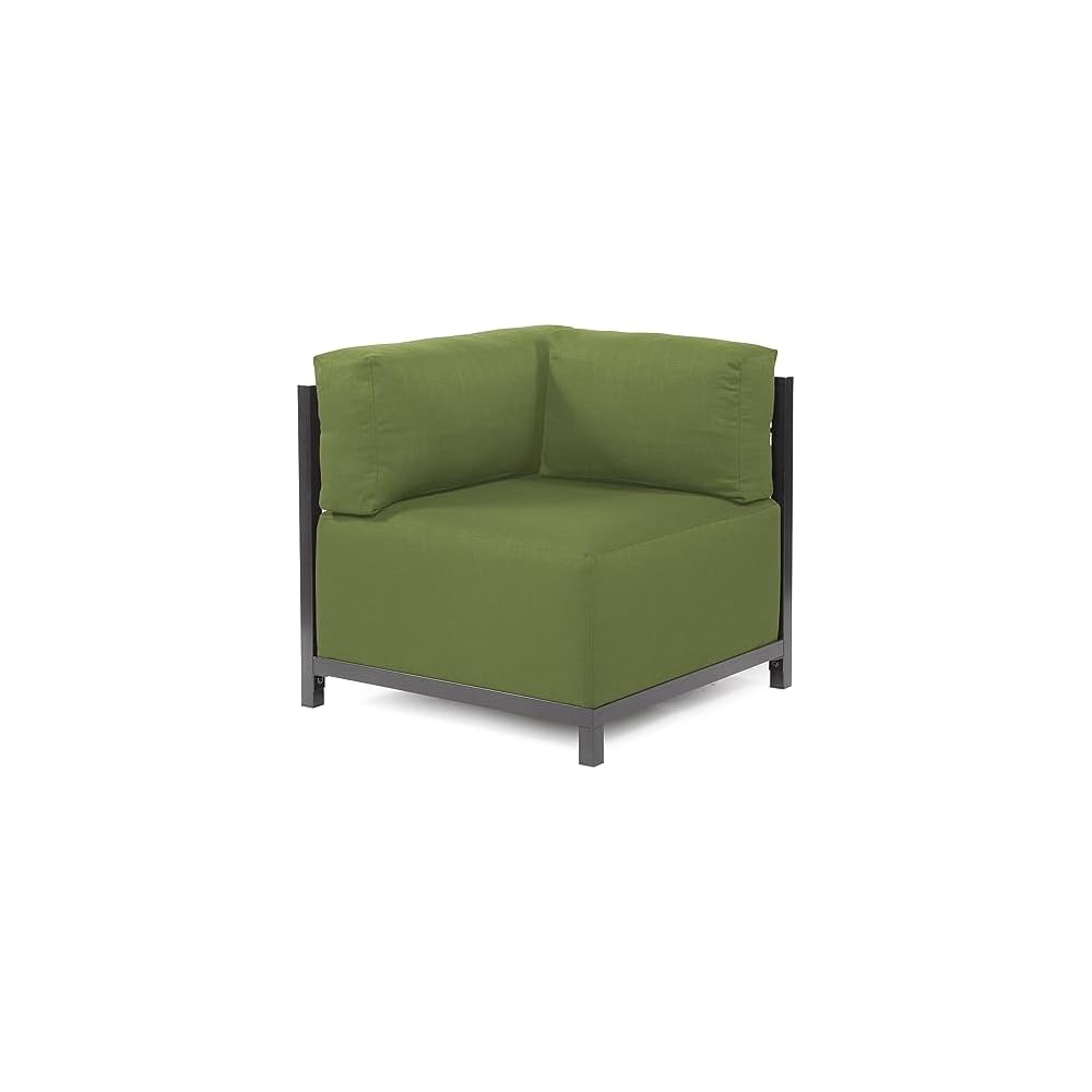 Howard Elliott Collection Axis Corner Chair with Cover, Cushioned Armrest Chair with Titanium Frame for Indoor or Outdoor Living Room or Office, 32.5 x 32.5 x 30 Inches, Seascape Moss