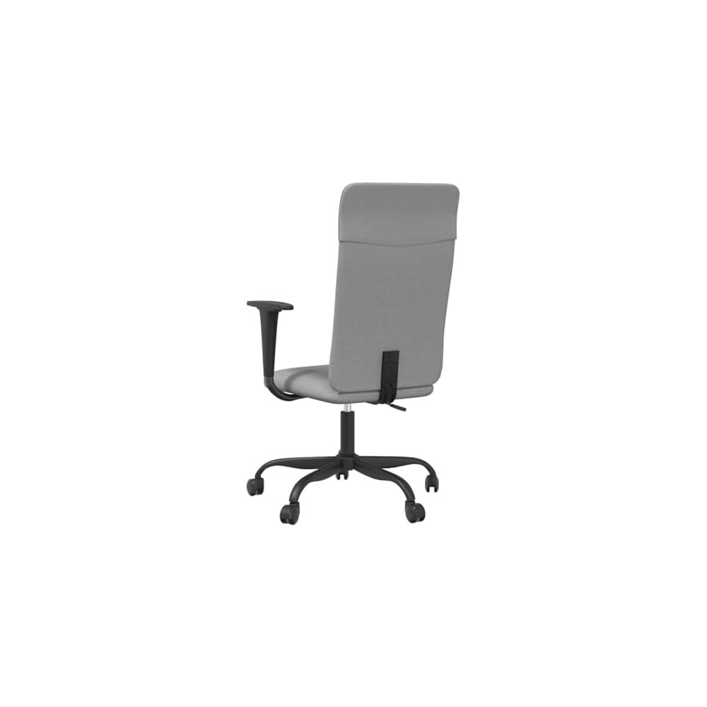 Tidyard Office Chair, Height Adjustable Swivel Chair with Light Grey Fabric Seat, Plywood and Metal Base, for Home Office and Workspace