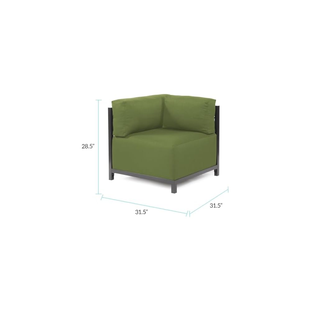 Howard Elliott Collection Axis Corner Chair with Cover, Cushioned Armrest Chair with Titanium Frame for Indoor or Outdoor Living Room or Office, 32.5 x 32.5 x 30 Inches, Seascape Moss
