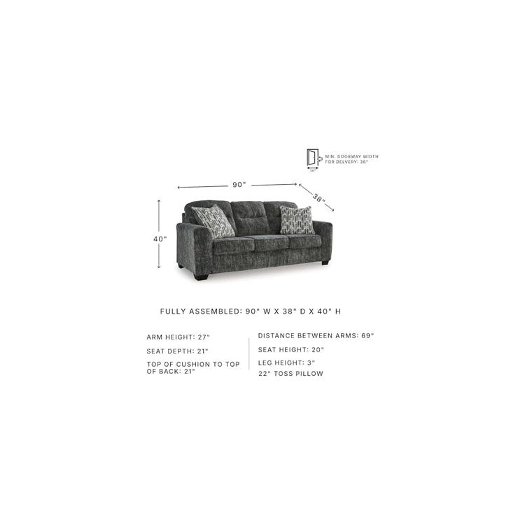 Signature Design by Ashley Sofa, Gunmetal 90 in Living Room Couch, Lonoke