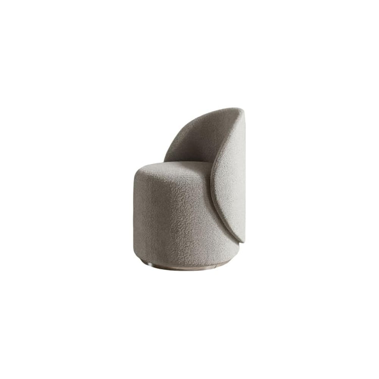 Gray Vani Round Makeup Stool - Upholstered Rotatable Dressing Chair with Backrest, Padded Seat for Bedroom & Living Room, Stylish Foot Stool for Apartment Decor