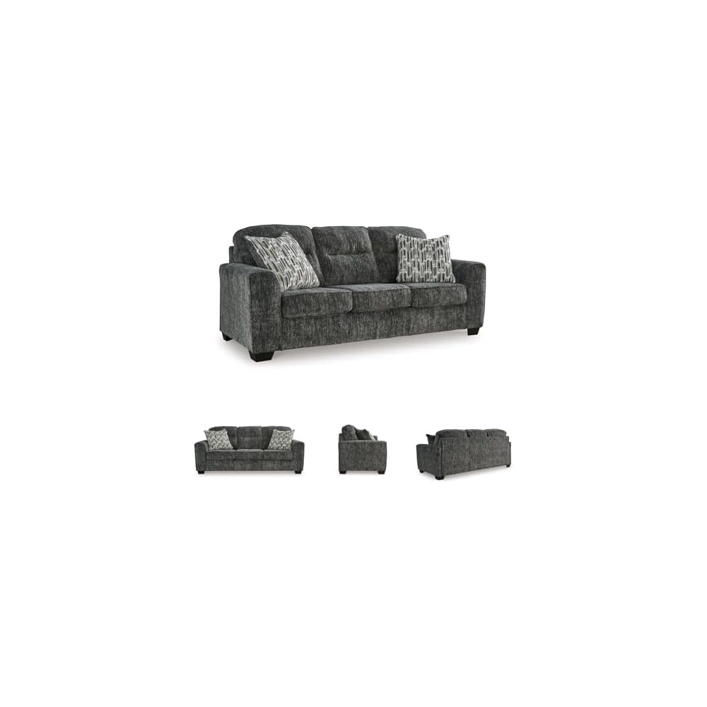 Signature Design by Ashley Sofa, Gunmetal 90 in Living Room Couch, Lonoke