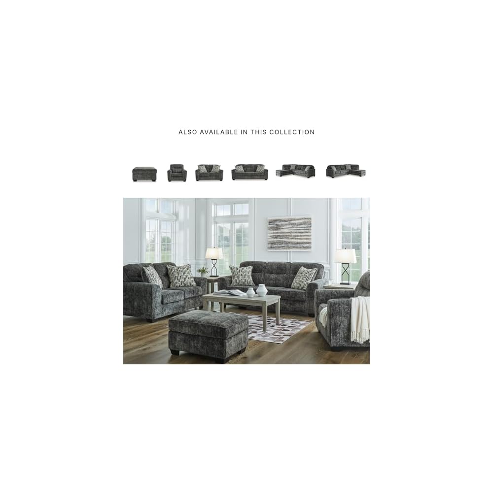 Signature Design by Ashley Sofa, Gunmetal 90 in Living Room Couch, Lonoke