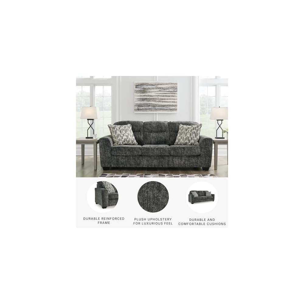 Signature Design by Ashley Sofa, Gunmetal 90 in Living Room Couch, Lonoke