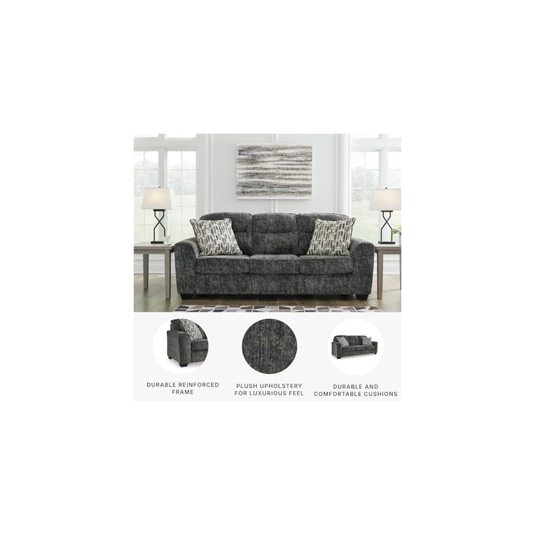 Signature Design by Ashley Sofa, Gunmetal 90 in Living Room Couch, Lonoke
