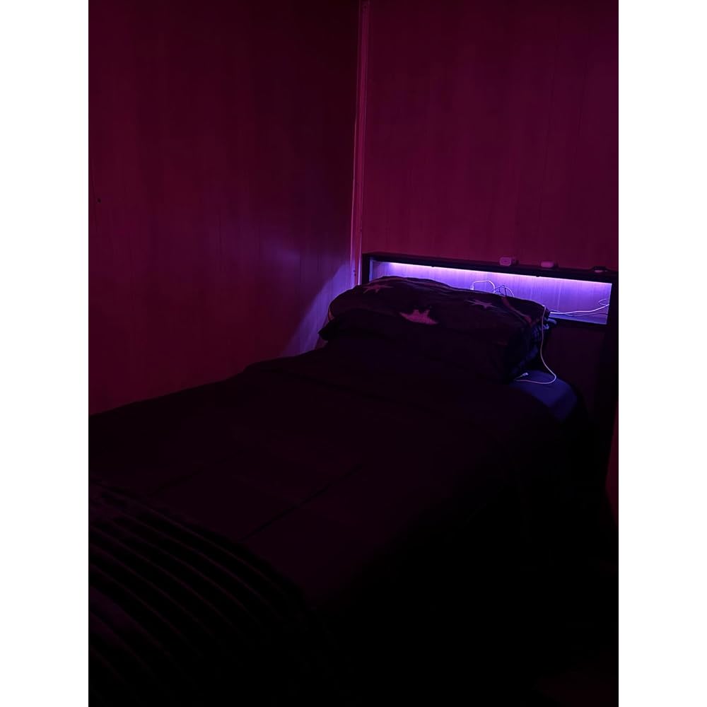 Furnulem Full Size Bed Frame with Charging Station and LED Lights