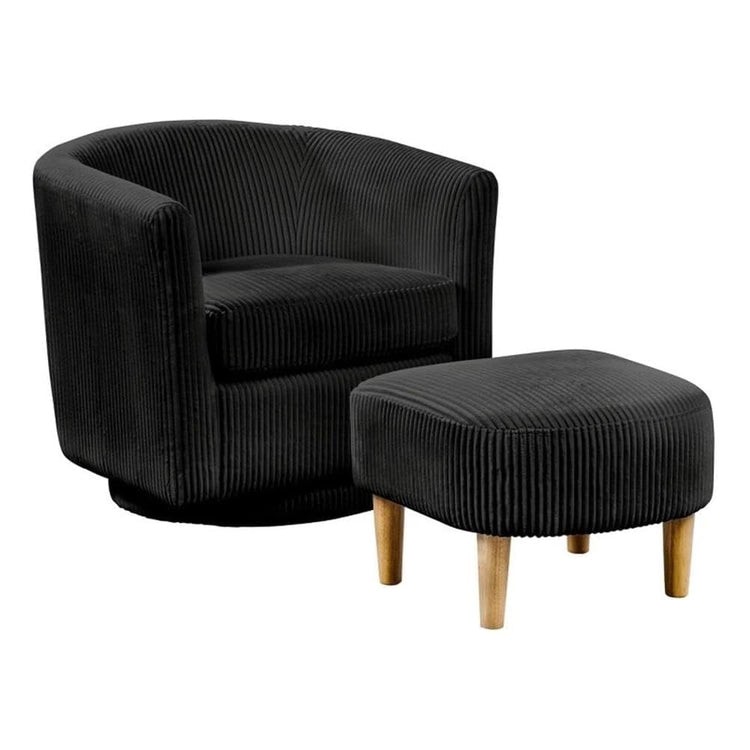 Furniture 360° Swivel Accent Chair and Ottoman Set, Black