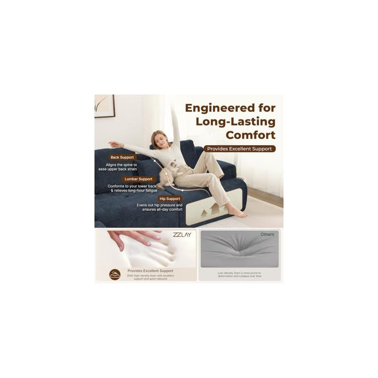 118'' Cloud Sectional Boneless Couches with Deep Seat