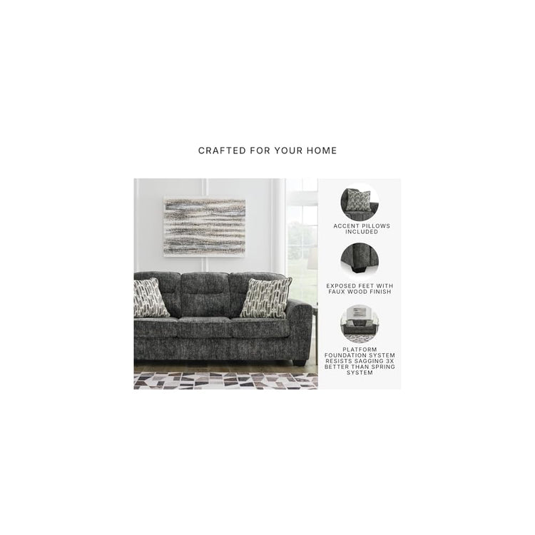 Signature Design by Ashley Sofa, Gunmetal 90 in Living Room Couch, Lonoke