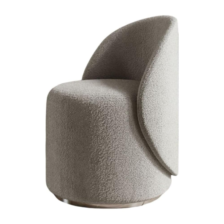 Gray Vani Round Makeup Stool - Upholstered Rotatable Dressing Chair with Backrest, Padded Seat for Bedroom & Living Room, Stylish Foot Stool for Apartment Decor