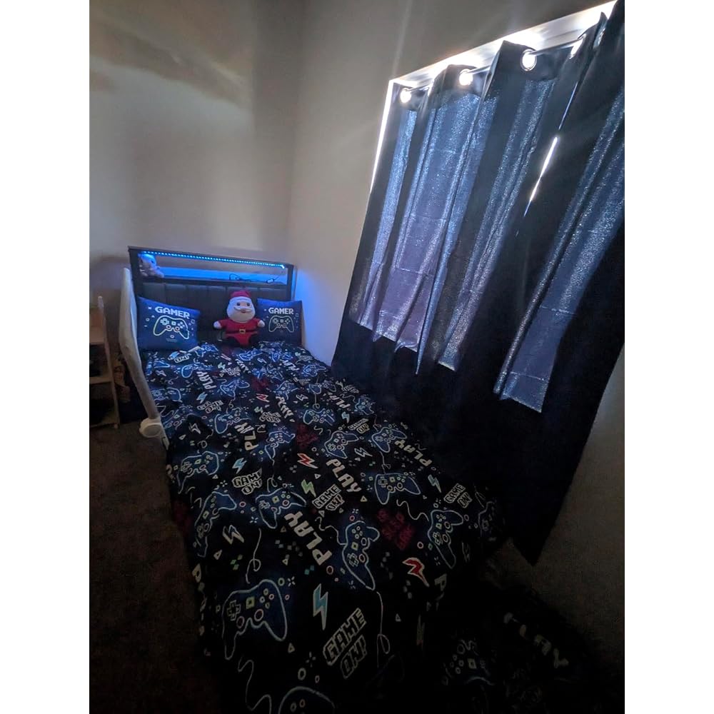 Furnulem Full Size Bed Frame with Charging Station and LED Lights