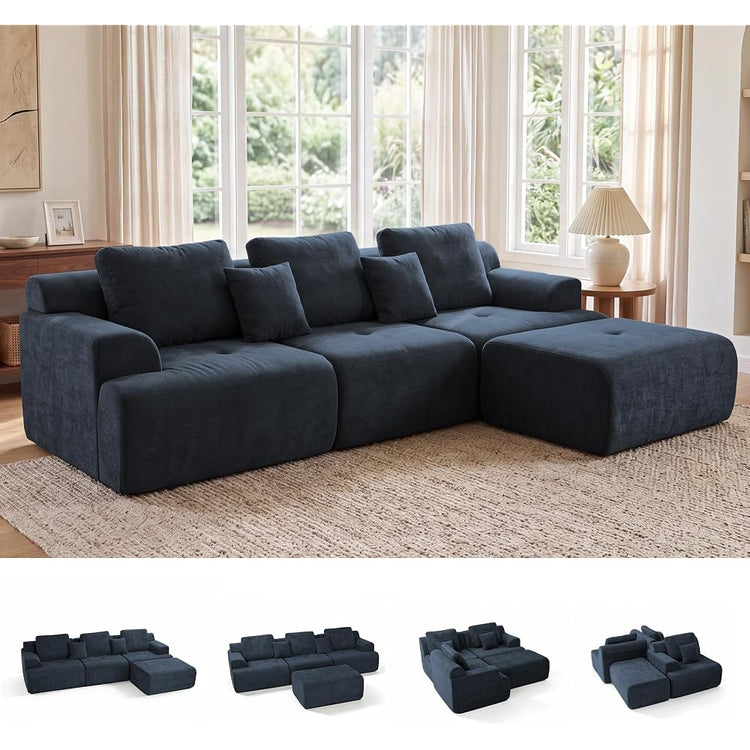 118'' Cloud Sectional Boneless Couches with Deep Seat